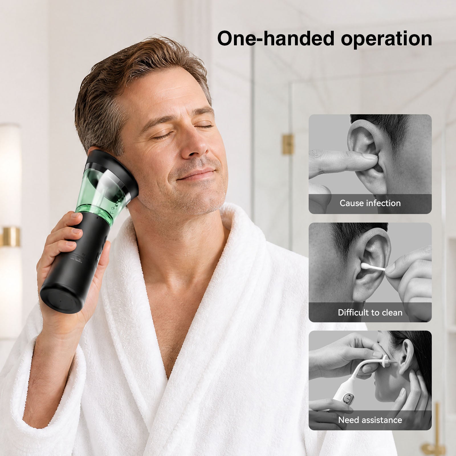 PICLEEN E91 Electric Ear Wax Removal Kit | Smart 2-in-1 Ear Washer