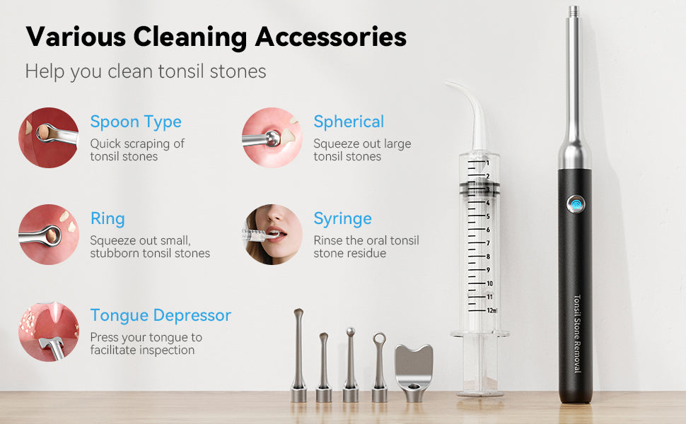 PICLEEN R1 tonsil stone removal kit with five cleaning accessories