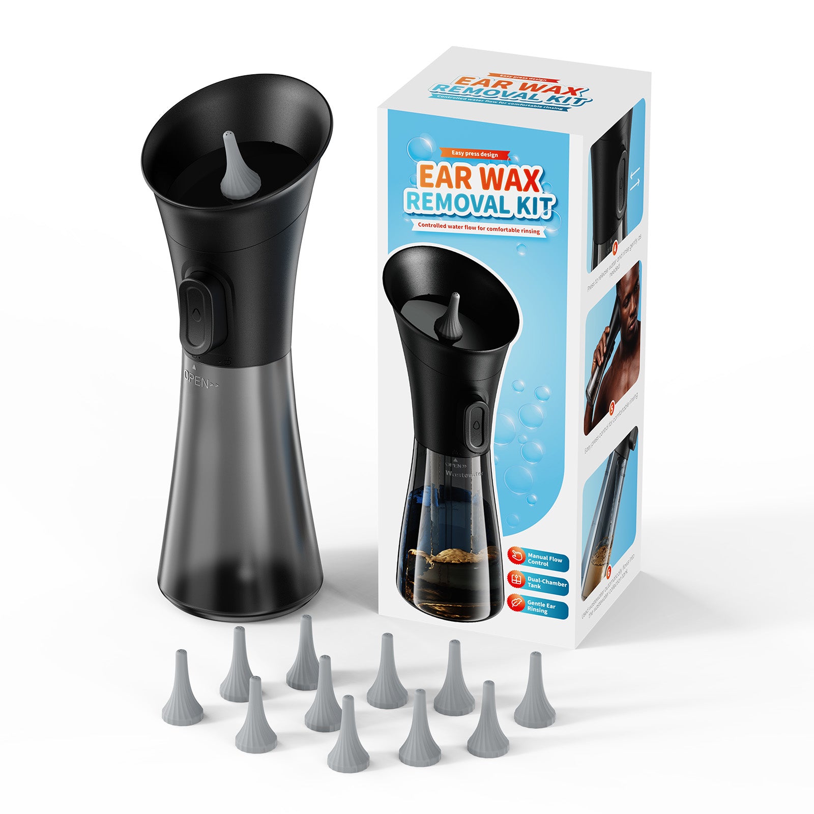 PICLEEN W12 Manual Ear Wax Removal Kit | 2-in-1 Ear Washer