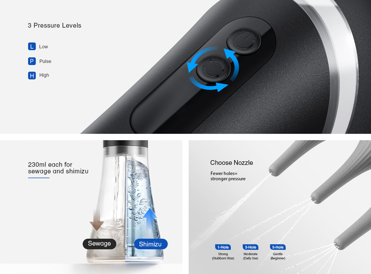 Picleen E80 electric ear cleaner with adjustable water pressure modes
